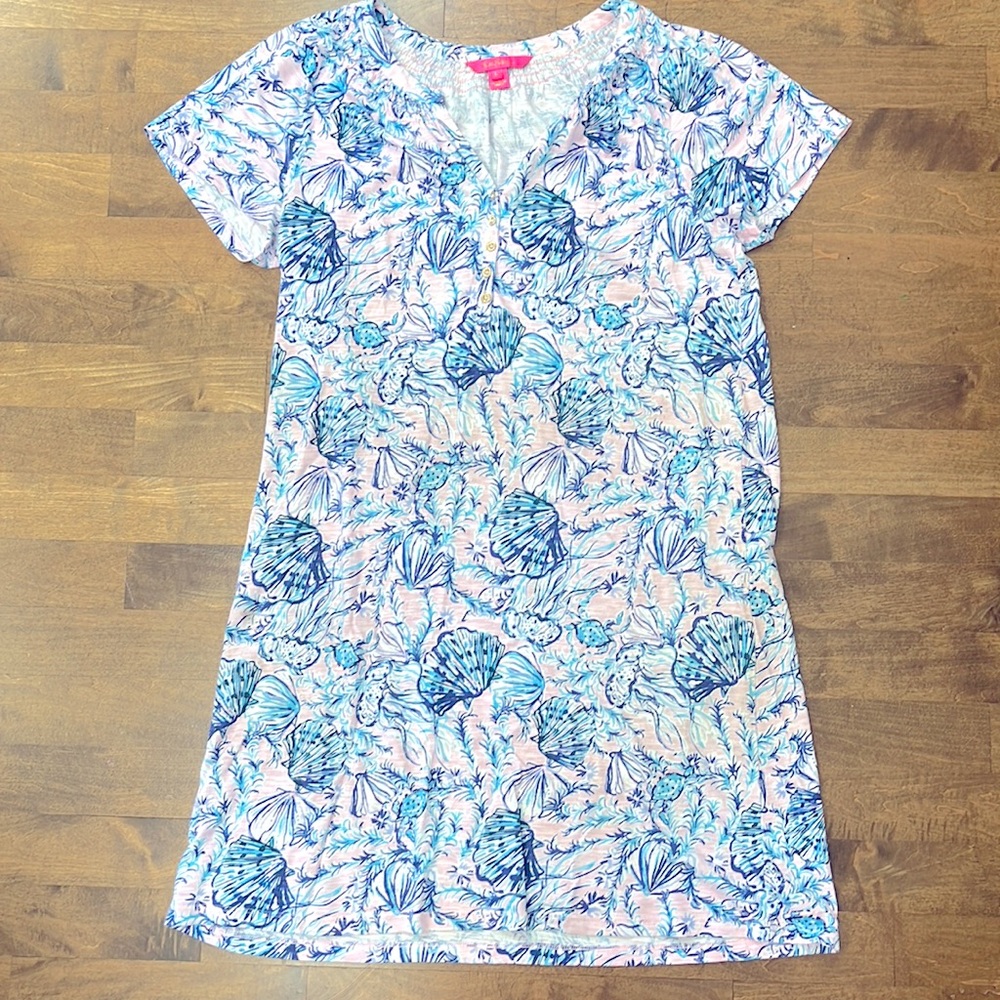 Lilly Pulitzer Seashell Turtle Dress, Size Large